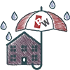 House with umbrella illustration